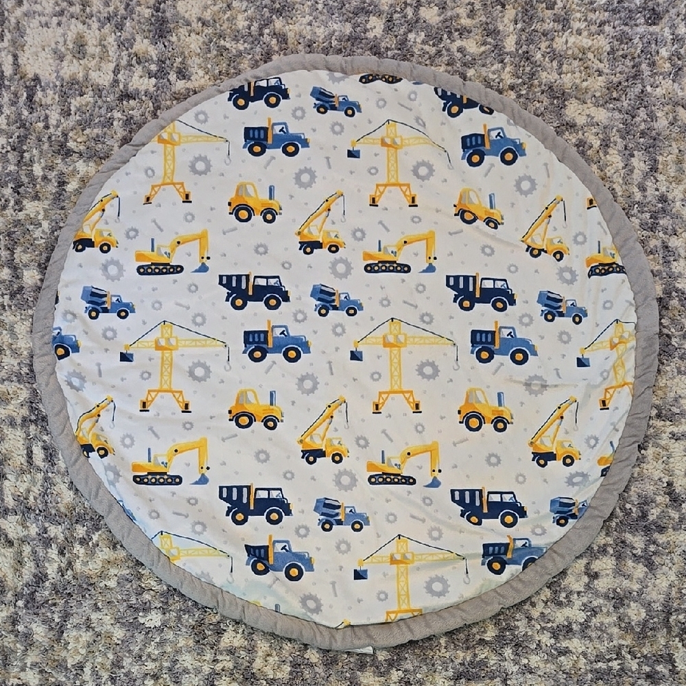 Kids Construction Plush Play Mat - Gray and Yellow